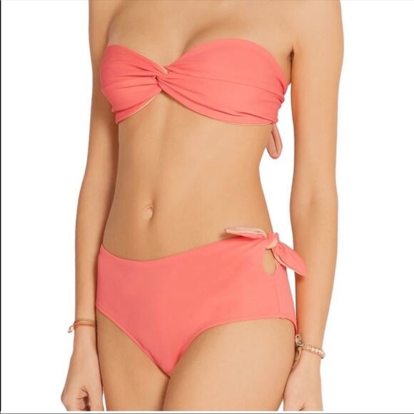 SOLID & STRIPED Grace Full Coverage Side Tie Coral Bikini Swim Bottom - Picture 1 of 9